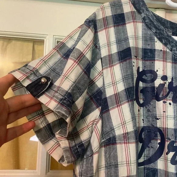 Plus size cotton summer  dress 👗 Denim plaid style - Picture 2 of 6